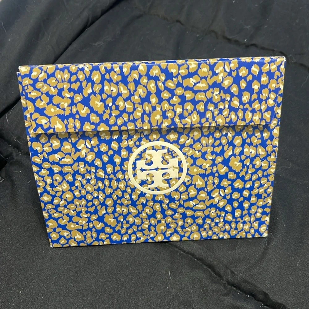 {TB} Tory Burch | Printed Logo Gift Bag Velcro Flap Blue/Green/Cream